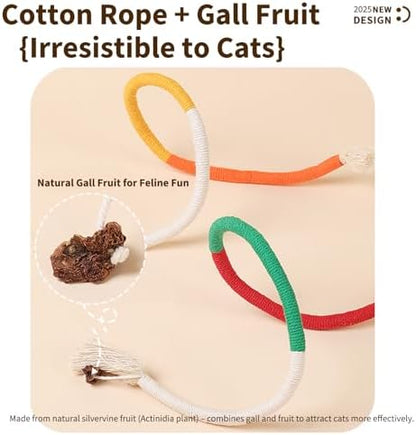 Cat Chew Toys (3-Pack) - 27.5 Inch Refillable Catnip Rope Toys for Indoor Cats & Kittens, Safe Dental Cleaning & Interactive Toy - Natural Kitty Toys for All Breeds