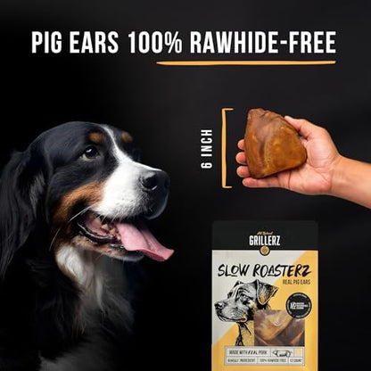 Grillerz Real Pig Ears, Rawhide-Free, 12 Count