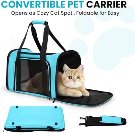 Soft-Sided Cat Carrier 20x13x13 in Expandable Travel Pet Bag 22LBS