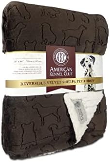 American Kennel Club Premium Velvet Sherpa Pet Blanket Soft and Warm Pet Throw for Dogs & Cats – 40”x30” - Brown