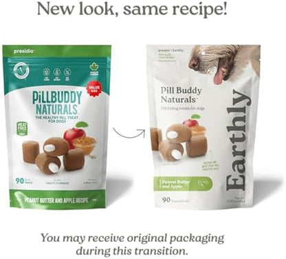 Presidio Earthly Pill Buddy Naturals - PB & Apple Recipe Pill Hiding Treats for Dogs - Make A Perfect Pill Concealing Pocket Or Pouch for Any Size Medication - 30 Servings