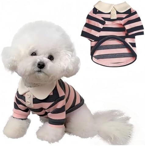 MANON ROSA Boy Dog Polo Shirt for Small Dogs, Pink, XL, 12.1-16.5 lb