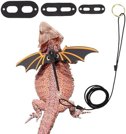 ADOGGYGO Black Bearded Dragon Leash Harness, 3 Size Pack, Cool Bat Wing