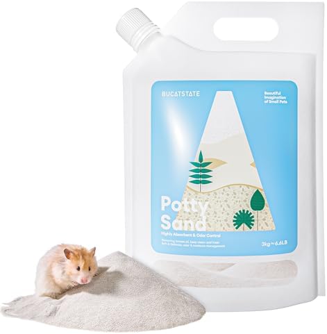 BUCATSTATE Hamster Sand 6.6LB, Highly Absorbent & Odor Control Potty Litter, Sand for Hamster Bath, Chinchillas, Gerbils, Mice, Degus and Other Small Pets (ZeoliteSand)