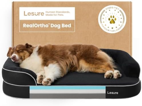 LE SURE RealOrtho™ L Plus 3-Layer Foam Orthopedic Large Dog Bed,38" Black