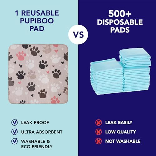 PUPIBOO Washable Pee Pads for Dogs and Cats - Super Absorbent Reusable Puppy Training Pads - 100% Waterproof, Leak-Proof & Non-Slip Whelping Pads for Pet Housebreaking