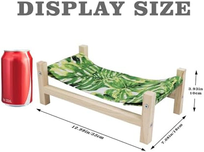 Bearded Dragon Bed, Wooden Reptile Sleeping Hammock, Bearded Dragon Tank Accessories, Habitat Accessories for Leopard Gecko Snake Lizard or Other Small Animal (Green 1, Large)
