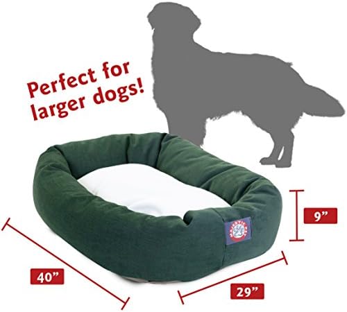 Majestic Pet Sherpa Bagel Dog Bed, 40 Inch Large, Round, Washable, Green