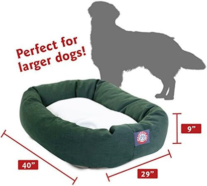Majestic Pet Sherpa Bagel Dog Bed, 40 Inch Large, Round, Washable, Green
