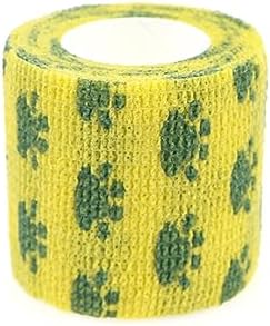Self Adhesive Bandage Wrap Animal Cohesive Bandage Self Adherent Wrap First Aid Tape for Dogs Cats Horses Birds & Wrist Healing Ankle Sprain (2 Inch Sunshine Set 6 Rolls)