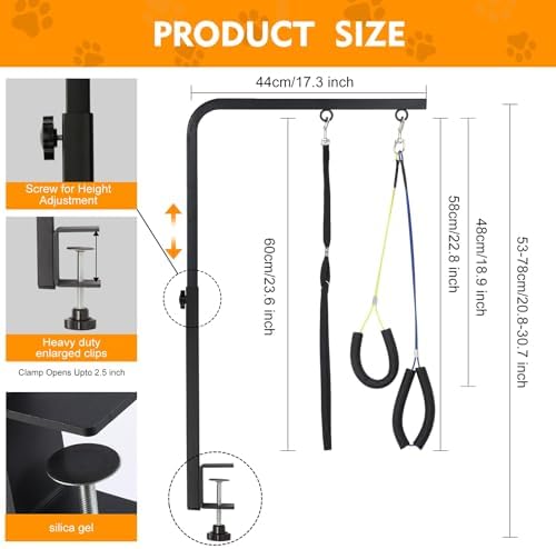 Adjustable Pet Grooming Arm with Clamp for Small & Medium Large Dogs,29"