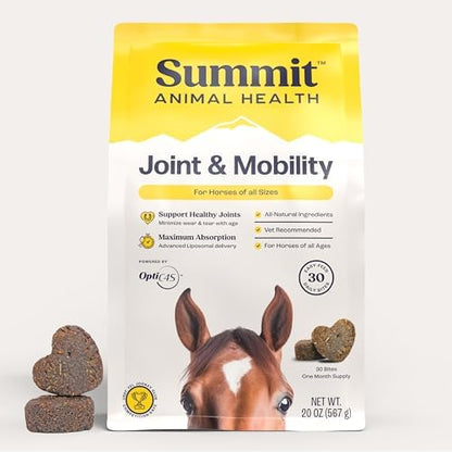 Summit Equine Joint & Mobility Bites Daily Supplement for Horses, Liposomal Delivery, Max Absorption, Vet Recommended, All-Natural Ingredients, 100% Drug-Free, Healthy Joints - 30 Bites