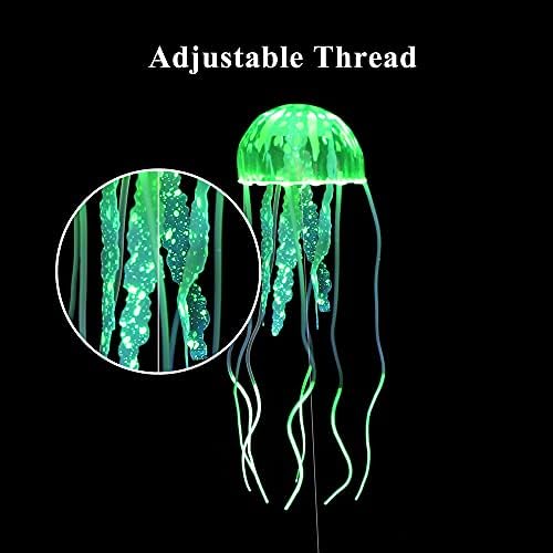 Lpraer 6 Pieces Glow Aquarium Ornaments Artificial Glow Floating Jellyfish Seahorse Anemones Silicone Simulation Fish Tank Decorations for Fish Tank