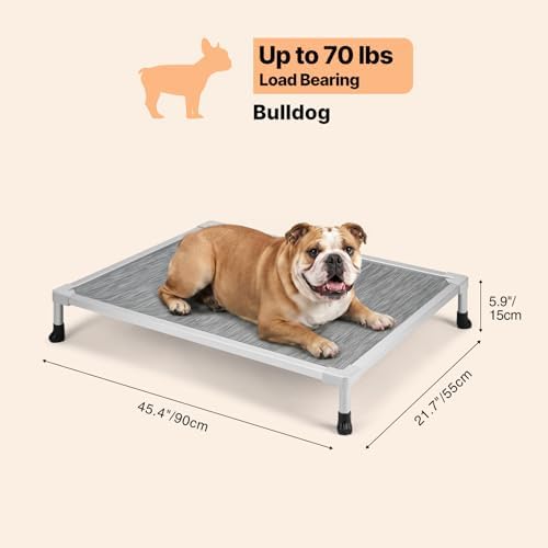 Veehoo Chew Proof Elevated Dog Bed, Silver Aluminum Dog Cot, Pre-Assembled