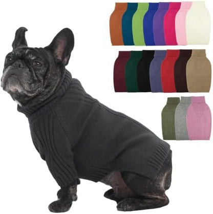 IECOii Small Dog Sweater, Warm Turtleneck for Small to Medium Dogs, L