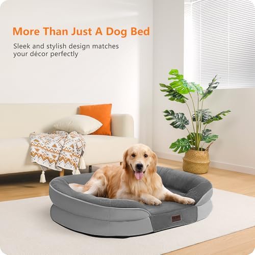 Dwanton Orthopedic Waterproof Large Dog Bed Sofa, Gel Memory Foam, 42"