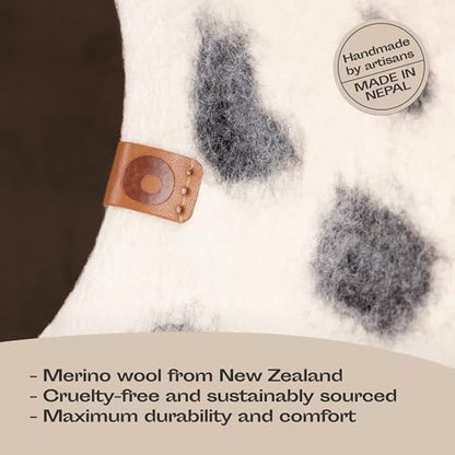 MEOWFIA Cat Cave - Merino Wool Bed for Indoor Cats (Snow Leopard, Medium)