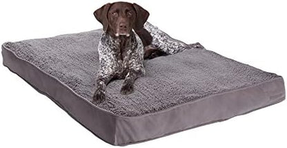 Happy Hounds Daisy Deluxe Supportive Sherpa Dog Bed, Large (48 x 36 in.), Pewter