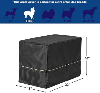 MidWest Homes for Pets XS Dog Crate Cover, Black Polyester Privacy Kennel Cover Fits Most 22-inch Crates, Machine Washable, Reduces Barking & Chewing