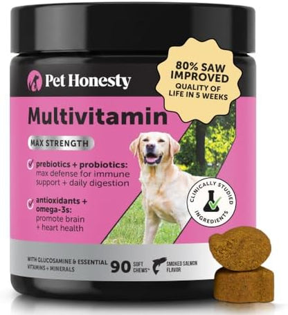 Pet Honesty Vet Recommended Max Strength Dog Multivitamin, 90 Ct, Salmon