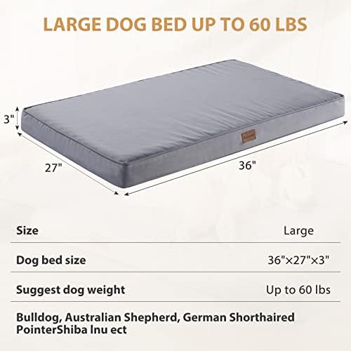 BFPETHOME Outdoor Waterproof Dog Bed for Large Dogs, Washable Cover, 36"