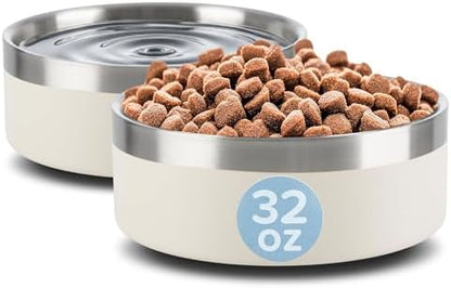 PETMAKER Stainless Steel Dog Bowls, Cream, Set of 2, 32oz/4 Cups