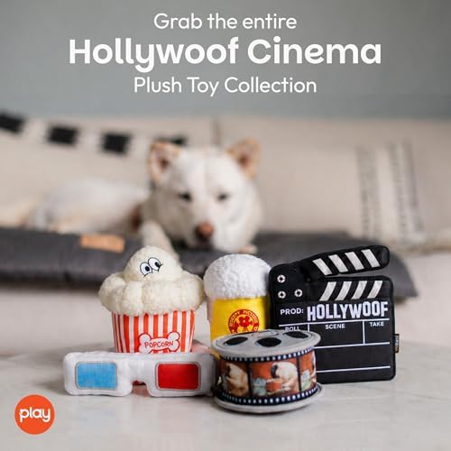 P.L.A.Y. Cute Plush Dog Toys - Hollywoof Cinema, Movie Themed Durable Squeaker Chew Toy, Great for Puppies & Small, Medium, Large Dog Breeds - Machine Washable, Recycled Materials (Momo's Movie Reel)