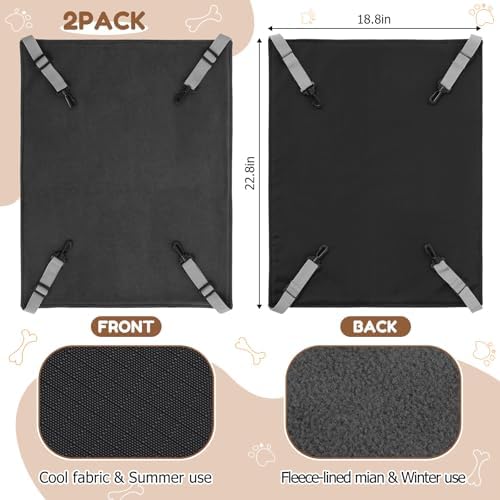 Novabright 4 Pack Cat Hammocks & Self Warming Mats Set for Crate, Grey