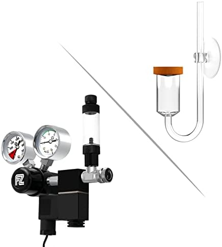FZONE Aquarium Co2 Regulator DC Solenoid with Big Dual Gauge Display & FZONE Aquarium CO2 Neo Diffuser Large Size
