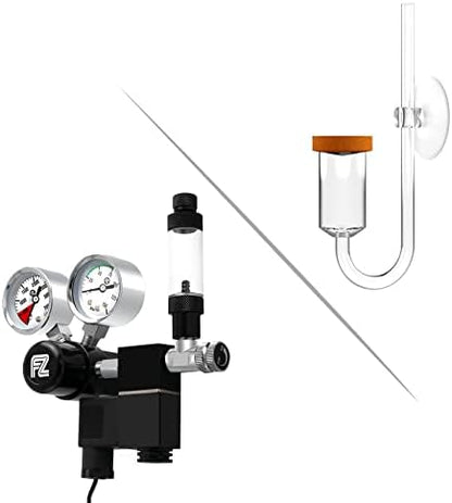 FZONE Aquarium Co2 Regulator DC Solenoid with Big Dual Gauge Display & FZONE Aquarium CO2 Neo Diffuser Large Size