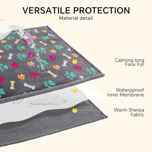 Luciphia Waterproof Dog Blanket Reversible Sherpa Fleece for Large Dogs Cat