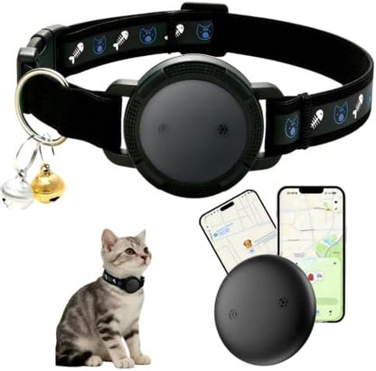 GPS Cat Tracker Collar (Android & iOS), Real-Time Activity Tracking Black