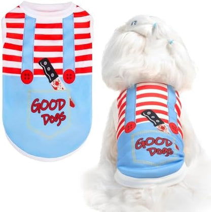 BINGPET Dog Halloween Shirt, Deadly Doll Funny Costume, Soft Cotton T-Shirt