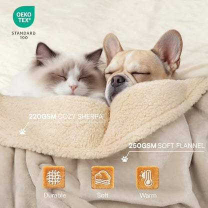 Luciphia Waterproof Blanket for Large Dog, Reversible Sherpa Bed Cover