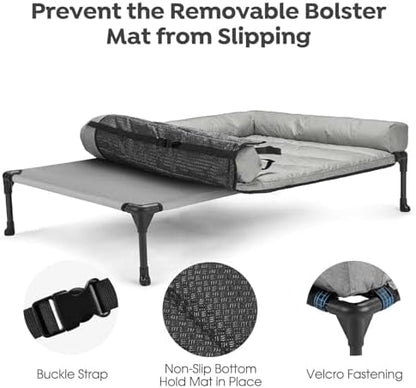 Veehoo Outdoor Elevated Dog Bed with Waterproof Bolster Cushion, Cooling
