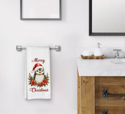 Merry Christmas Penguin Kitchen Dish Towels Dishcloth 16x24 Inches