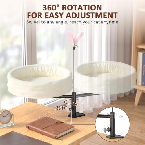 Cat Desk Bed, 360° Swivel Desk Mounted Cat Bed, Beige