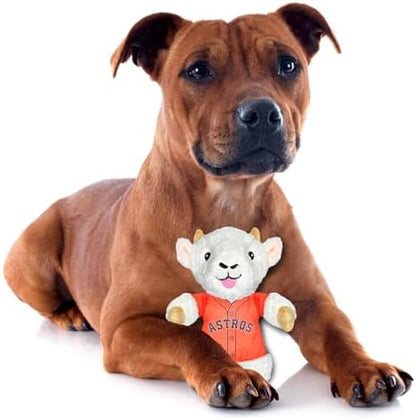 Pets First MLB Houston Astros Goat Plush Toy for Dogs and Cats with Squeaker, Wearing a Team Jersey! Fun & Sporty Goat Shaped Dog Chew Toy, Interactive Pet Toy
