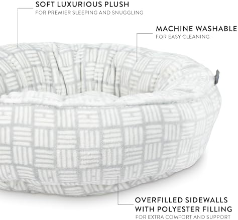 Fringe Studio Handdrawn Bookliner Gray Small Circle Microplush Pet Bed 18" - Poly Filled - Machine Washable (742006)