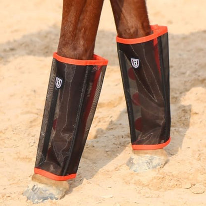 Harrison Howard Loose-Fitting Horse Fly Leggings Breathable, Tear-Resistant Fine Mesh Leg Guards Stay-on Comfortable Fly Boots (Set of 4)