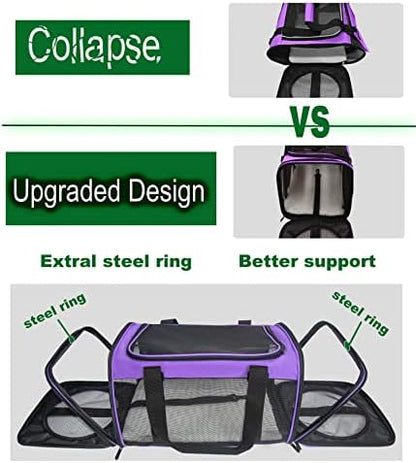 Soft-Sided Pet Carrier for Cats Small Dogs of 15 Lbs Medium Purple