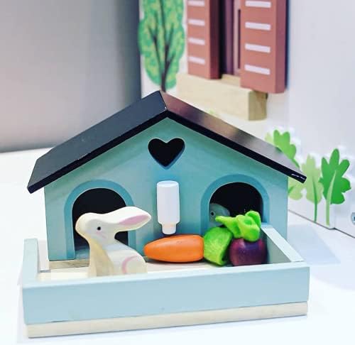 Tender Leaf Toys - Pets Sets for Doll House Accessories - Great Add-on Pet Play Set to Any Dollhouse - Encourage Creative and Imaginative Fun Play for Children 3+ (Pet Rabbit Set)