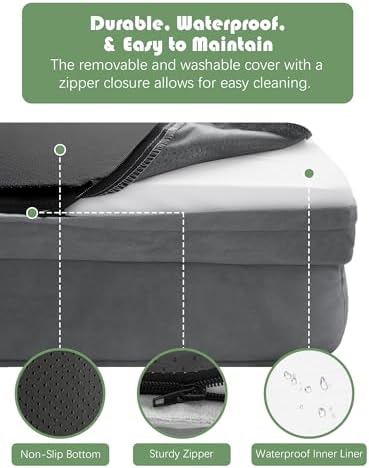 Spotted Play Orthopedic Dog Bed with Sides - Dog Sofa Beds for Medium Dogs, Supportive Foam Pet Couch Bed with Washable Removable Cover, Waterproof Lining and Non-Slip Bottom, Grey - M