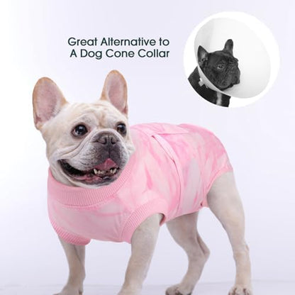 Kuoser Dog Surgery Recovery Suit, Anti Licking Surgical Suit for Dogs Male Neuter, Soft Dog Surgery Suit Female Spay Subsititute E-Collar Cone, Doggie Body Suits After Surgery Pink Tie Dye 2XL