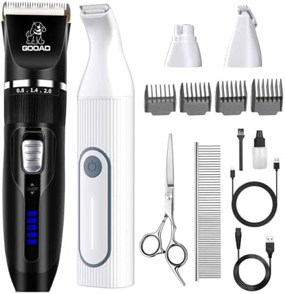 4 in 1 Dog Clippers Grooming Kit and Paw Trimmer for Thick Hair&Coats