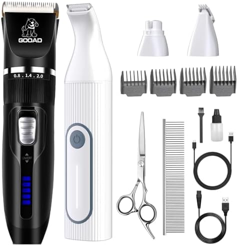 4 in 1 Dog Clippers Grooming Kit and Paw Trimmer for Thick Hair&Coats