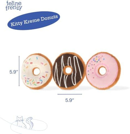 P.L.A.Y. PET Lifestyle and You Feline Frenzy Kitty Kreme Doughnuts Plush Squeaky CAT Toy