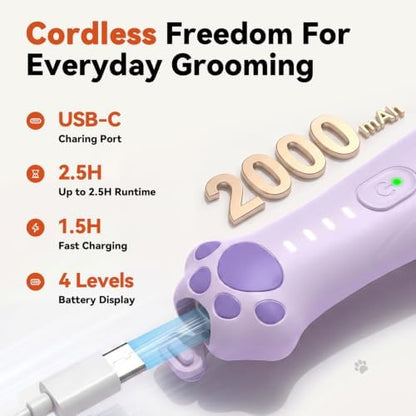 4-in-1 Dog Clippers for Grooming Kit - 45dB Quiet 150-Min Run Non-Slip Grip