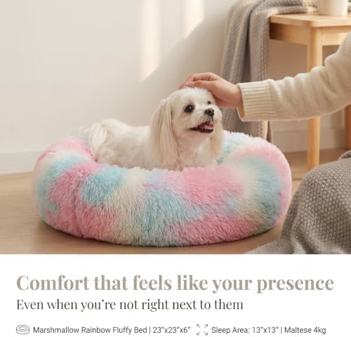 nononfish Cozy Donut Pet Bed,Soft Calming Dog Bed