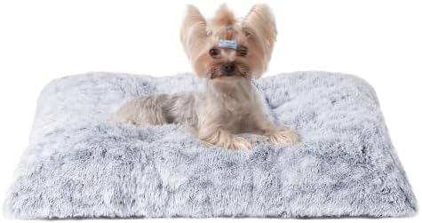EHEYCIGA Fluffy Dog Crate Bed for Small Dogs, Plush Crate Pad, Grey